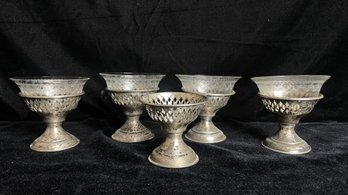 Sterling Silver Filigree Pedestal Bowls Set Of 5 With 4 Bowls