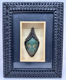 Indonesian Hand Carved Head In Shadow Box