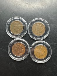 4 Indian Head Pennies 1891, 1892, 1893, 1895