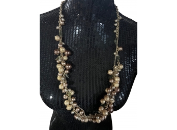 Long Pearl Beaded Garland Necklace