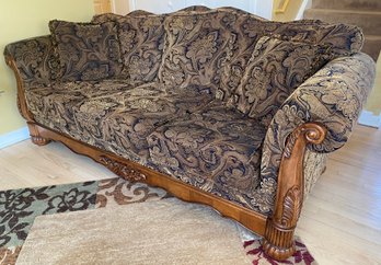Paisley And Solid Wood Sofa