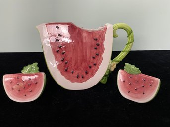 Linens And Things Watermelon Pitcher And Salt & Pepper Shaker