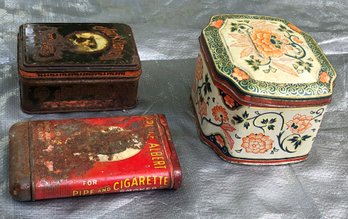 Lot Of 3 Antique Tins - Jack Daniels W/ Playing Cards, Huntley & Palmers Biscuit, Prince Albert Tobacco