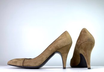 PRADA Camel Suede Cap Toe Pumps Size 35