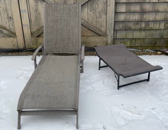 Chaise Lounge Chair With Folding Side Table/Bench