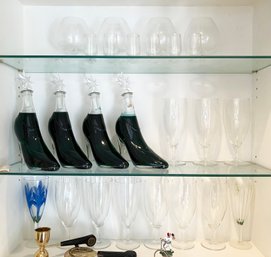 Fine Crystal Stemware And Shoe Decanters!