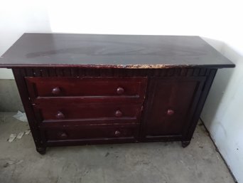 Antique Cherry Dresser With Three Drawers And Cabinet