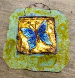 Small Metal Casting In Bronze Of Butterfly Wall Plaque