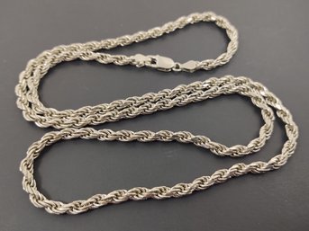 VINTAGE HEAVY STERLING SILVER TWISTED ROPE CHAIN NECKLACE