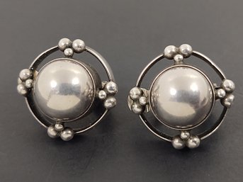 VINTAGE MID CENTURY GEORG JENSEN DENMARK STERLING SILVER EARRINGS