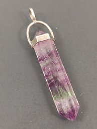 VINTAGE STERLING SILVER FLUORITE CRYSTAL PENDANT