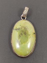 VINTAGE STERLING SILVER GREEN TURQUOISE PENDANT