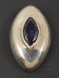 VINTAGE STERLING SILVER DARK AMETHYST PENDANT