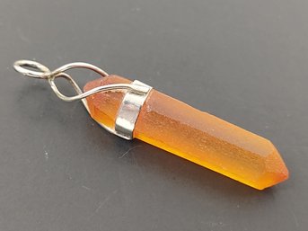 VINTAGE STERLING SILVER ZINCITE CRYSTAL PENDANT