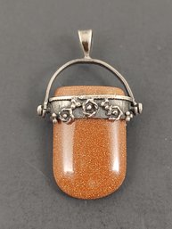 VINTAGE STERLING SILVER GOLDSTONE PENDANT