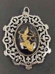 VINTAGE SIAM HINDU GODDESS STERLING SILVER PENDANT