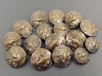 ANTIQUE VICTORIAN BRASS BIRD MOTIF BUTTONS LOT