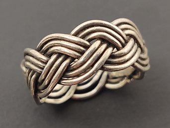 VINTAGE MEXICAN STERLING SILVER CELTIC WEAVE STYLE BAND RING