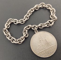 VINTAGE STERLING SILVER LARGE AUSTRIAN COIN BRACELET