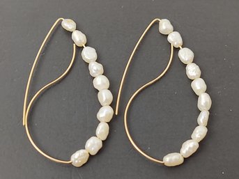 BEAUTIFUL 14K GOLD FRESH WATER PEARLS HOOK EARRINGS