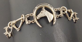 ANTIQUE VICTORIAN STERLING SILVER HORSE RIDING CROP & BIT BRACELET