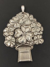 VINTAGE REED & BARTON STERLING SILVER 4 LEAF CLOVER GOOD LUCK WHISTLE PENDANT