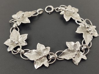 ANTIQUE VICTORIAN STERLING SILVER GRAPE VINE & LEAF BRACELET