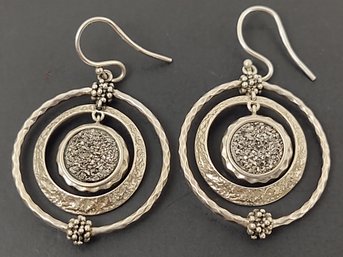 DESIGNER MICHAEL DAWKINS STERLING SILVER CRYSAL DRUZY EARRINGS