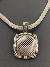 VINTAGE ESPO STERLING SILVER MESH PENDANT NECKLACE