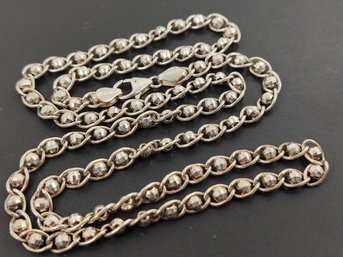 VINTAGE ITALIAN STERLING SILVER FACETED BEAD LINK NECKLACE SIGNED ITALIA CREA