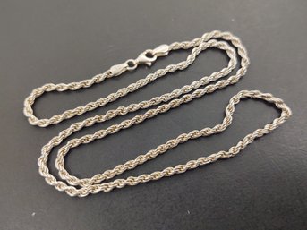 VINTAGE ITALIAN STERLING SILVER TWISTED ROPE CHAIN NECKLACE