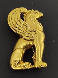 VINTAGE SIGNED MULTILANA GOLD OVER STERLING SILVER EGYPTIAN REVIVAL GRIFFIN BROOCH / PENDANT