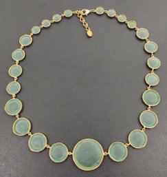 VINTAGE DESIGNER MICHAEL VINCENT MICHAUD GOLD TONE FROSTED GLASS NECKLACE