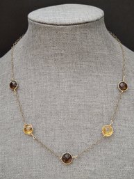 VINTAGE 14K GOLD FILLED FACETED CITRINE NECKLACE