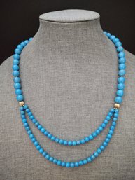 VINTAGE GOLD FILLED TURQUOISE BEADED NECKLACE