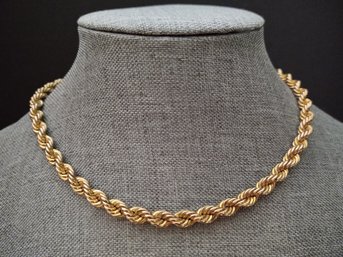 VINTAGE HEAVY GOLD FILLED 6mm SWISTED ROPE CHAIN NECKLACE