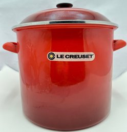 Le Creuset Enameled Steel Stock Pot N4100-3067, New But With Exterior Enamel Loss