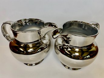 Pair Of Metropolitan Museum Of Art Silvertone Pitchers, New