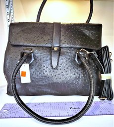 BRAND NEW WOMENS HANDBAGS - BLACK OSTRICH DESIGN - BAG # 3