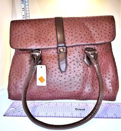 BRAND NEW WOMENS HANDBAGS - BROWN OSTRICH DESIGN - BAG # 4