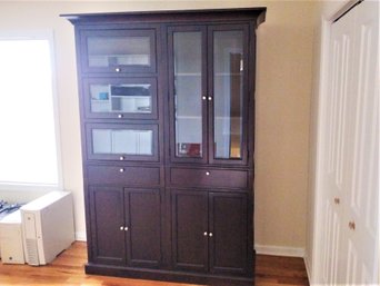 Bassett Fine Funiture Dark Wood Hutch Display Cabinet With Storage