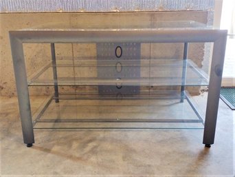 Metal Television TV Entertainment Stand With Glass Shelves