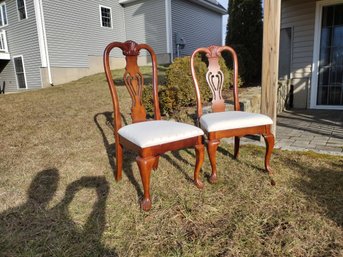 Pair Of Wood & Upholstered Dining Side Chairs