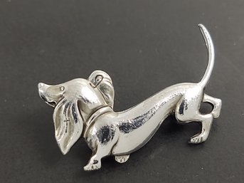 VINTAGE SILVER TONED MADE IN GERMAN WEANER DOG DACHSHUND PIN