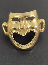 VINTAGE GOLD TONE THEATRE COMEDY MASK PIN