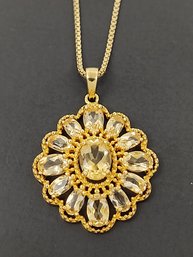 MAGNIFICENT GOLD OVER STERLING SILVER CITRINE NEKCLACE