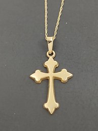 SMALL VINTAGE 14K GOLD CROSS PENDANT NECKLACE