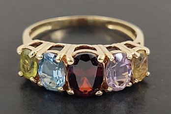 VINTAGE 10K GOLD MULTI GEMSTONE RING