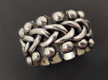 VINTAGE MEXICAN STERLING SILVER LARGE WIDE BAND RING