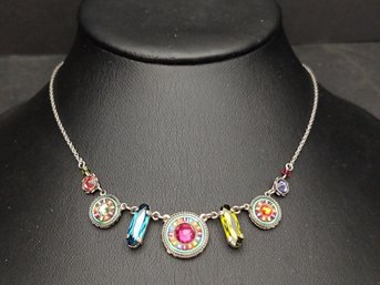 BEAUTIFUL DESIGNER SIGNED FIREFLY NECKLACE WITH COLORFUL SWAROVSKI CRYSTALS